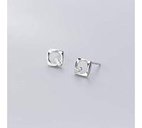 SXSWCH Boucles d'oreilles pour Femmes, S925 Personnalité coréenne Geométrique carrée Boucles d'oreilles Femelles Boucles d'oreilles en Diamant Simple