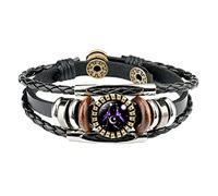 SXSWCH Bracelet 12 Constellation Bracelets For Women Men Men Le cuir punk rétro Chain réglable Bracelet Bijoux de mode accessoires pour femmes bijoux pour femmes (couleur: XS, taille: une taille)