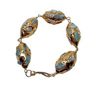 SXSWCH Bracelets Natural Blue Larimar Gold Colonde Plated Forme Bracelet Style ethnique Fabriqué pour les femmes
