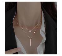 SXSWCH Colliers carrés Flash Diamant Rond à Double Collier Femme clavicule chaîne Fine Bijoux fête Accessoires de Mariage pendentifs pour Femmes