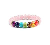 SXSWCH Crystal Rough 7 Natural Stone Bracelet Charm Fashion Bijoux Elastic Rope Bangle Bangle Men and Women Friendship Gift Reiki Bracelets (couleur: vert, taille: Rock volcanique)