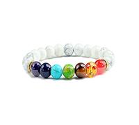 SXSWCH Crystal Rough 7 Natural Stone Bracelet Charm Fashion Bijoux Elastic Rope Bangle Bangle Men and Women Friendship Gift Reiki Bracelets (couleur: vert, taille: Rock volcanique)