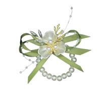 SXSWCH Ensemble de 2 fleurs de poignet perle rouges perle brin champagne couleur époux de la mariée bracelet fleur de bracelet artificiel mariage