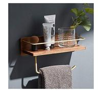 SXSWCH Étagères flottantes étagères de Salle de Bain murales, Porte-Serviettes en Bois Massif, Grille de Rangement cosmétique Non performée, avec Garde-Corps (Couleur: Style 1 à 43 cm) (Style 1 28cm)
