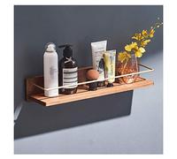 SXSWCH Étagères flottantes étagères de Salle de Bain murales, Porte-Serviettes en Bois Massif, Grille de Rangement cosmétique Non performée, avec Garde-Corps (Couleur: Style 1 à 43 cm) (Style 1 28cm)