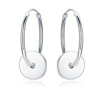SXSWCH Fashion 925 Boucles d'oreilles à Double Cerceau à Double Rond en Argent Sterling