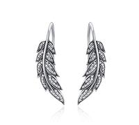 SXSWCH Fashion 925 Boucles d'oreilles longues de plumes vintage pour femmes bijoux