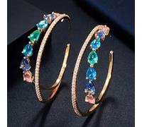 SXSWCH Glitter Luxe Blanc Couleur Zircon Cristal Grandes Boucles D'oreilles pour Femmes Bijoux, A, A