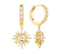 SXSWCH Hypoallernic 18K Gold plaquée géométrique géométrique Cubique Zircone Boucles d'oreilles, Bohemian Retro Wedding & Everyday Bijoux (blanc/jaune/deux tons)