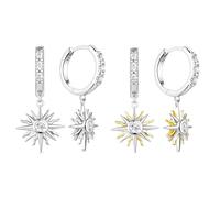 SXSWCH Hypoallernic 18K Gold plaquée géométrique géométrique Cubique Zircone Boucles d'oreilles, Bohemian Retro Wedding & Everyday Bijoux (blanc/jaune/deux tons)