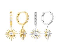 SXSWCH Hypoallernic 18K Gold plaquée géométrique géométrique Cubique Zircone Boucles d'oreilles, Bohemian Retro Wedding & Everyday Bijoux (blanc/jaune/deux tons)