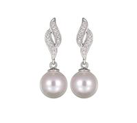 SXSWCH Hypoallernic 925 Boucles d'oreilles en argent pour les femmes avec des perles d'eau douce et un zircon AAA, des bijoux à pendaison tendance 10G pour le trajet/mariage/la