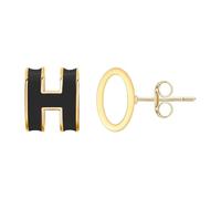 SXSWCH Hypoallernic h alphabet en émail en émail, acier inoxydable conception géométrique plaqué or 18k pour quotidien et cadeaux (rouge/blanc/noir)