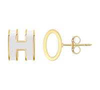 SXSWCH Hypoallernic h alphabet en émail en émail, acier inoxydable conception géométrique plaqué or 18k pour quotidien et cadeaux (rouge/blanc/noir)