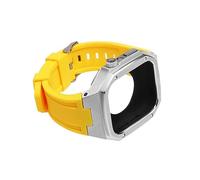 SXSWCH Kit de modification Suise en silicone + étui en métal pour bande 45 mm 40 mm 41 mm 44 mm Band de montre pour iwacth 8 7 SE 6 5 4 Mod Bracelet