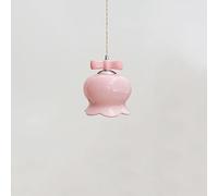 SXSWCH Pendante en Verre de Lait pour Chambre à Coucher Mignon Arc Rose Rose Pendentif léger léger céramique Fleur nudique Lustre Moderne pour la Salle à Manger Filles Chambre à Coucher