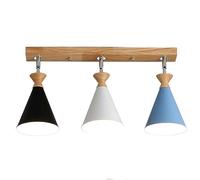 SXSWCH Plafond Semi-luminaire et Lustre à 3 têtes, luminaires de Plafond créatifs E26, suspensions en métal et en Bois, pour Salle de Salon Chambre à Coucher