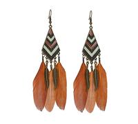 SXSWCH Plume à Plumes à Plumes-Bohemian feuater Diamant Long filel Boucles d'oreilles en Plumes pour Femmes, Plumes Simples à Aiguille incurvue Oreille de Boucles Adolescentes Bijoux pour Les