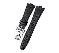 SXSWCH Pour Vacheron Constantin à l'étranger Black Blue Brun Bamboo Grain Watch Bands 25 mm Sobroche de montre d'interface convexe en cuir authentique (couleur: fermoir en or de 10 mm)