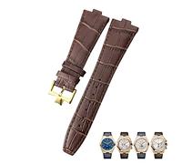 SXSWCH Pour Vacheron Constantin à l'étranger Black Blue Brun Bamboo Grain Watch Bands 25 mm Sobroche de montre d'interface convexe en cuir authentique (couleur: fermoir en or de 10 mm)