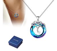 SXSWCH Produits de fille pour l'amour - S925 Je t'aime jusqu'à ce que l'infinity s'étend sur le collier de cristal à l'infini, les boucles d'oreilles de collier bleu, les