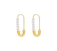 SXSWCH Retro Pearl Safety Pin Cartilage Boucles d'oreilles pour femmes pour femmes filles en acier inoxydable Imitation perles mignons cerceaux enrôlent la mode Hypoallergène bijoux de bijoux 25