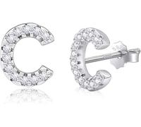 SXSWCH S925 Boucles d'oreilles à plat à plat hypoallergénique pour femmes | Boucles d'oreilles en or 14K / or blanc avec zircone | Bijoux daity tragus pour tous les jours, les mariages et les