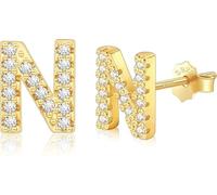 SXSWCH S925 Boucles d'oreilles hypoallergéniques à dos plat pour femme | Boucles d'oreilles en or / or blanc 14 carats avec zircon | Bijoux de tragus délicats pour tous les jours, mariages et cadeaux