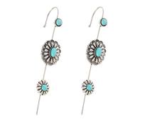 SXSWCH Turquoise Ear Wrap Crawler Crochet Boucles d'oreilles pour les femmes Filles Fleur de naissance bleu argent Silver Bar Long Bar Piercing Cuff
