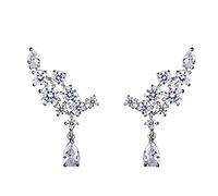 SXSWCH Wings Diamond Slear Bringle Real Jewelry Party Mariage Boucles d'oreilles pour Femmes Bridal Fine Gift