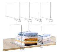 SXTDKMJ 4 Pièces Separateur Etagere, Organisateur Armoire Vetement Multifonctionnels Organisateur Placard Transparent Séparateurs D'éTagères en Acrylique Transparent 30 X 20 Cm