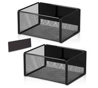 SXTDKMJ Lot de 2 étagères magnétiques, pour réfrigérateur, à épices, avec bandes magnétiques, noires, pour cuisine ou salle de bain (15,7 x 12 cm)