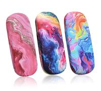 SXTDKMJ Lot de 3 étuis à lunettes rigides - En cuir - Portable - Étui à lunettes rigide - Résistant aux rayures - Pour homme et femme