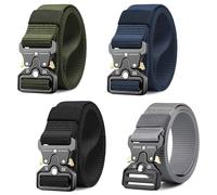 SXTDKMJ Lot de 4 ceintures tactiques militaires à libération rapide en nylon réglable pour le travail en plein air, usage quotidien et décontracté, Noir, gris, bleu foncé, vert militaire, taille