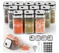 SXTIHD Pots à Épices en Verre, 12×120ml Ensemble de Bocaux à Épices à Joint Hermétique Renforcé avec Couvercle en Acier Inoxydable, Étiquette