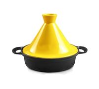 SXTYYH Accueil Fonte émail Pot à Tajine Premium Plat Tajine for La Cuisson, Marocain Marmite à Ragoût Sécurité Induction Avec Poignée Et Couvercle Conique(Jaune)