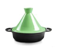 SXTYYH Accueil Fonte émail Pot à Tajine Premium Plat Tajine for La Cuisson, Marocain Marmite à Ragoût Sécurité Induction Avec Poignée Et Couvercle Conique(Vert)
