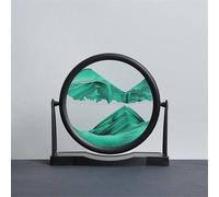 SXTYYH Art Moderne Peinture De Sable Qui Coule 3D Liquide Paysage De Sablier Decoratif Des Profondeurs Marines, Cadre Sable Mouvant Avec Support Facile à Retourner(Vert,12in)