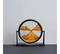 SXTYYH Art Moderne Peinture De Sable Qui Coule 3D Liquide Paysage De Sablier Decoratif Des Profondeurs Marines, Cadre Sable Mouvant Avec Support Facile à Retourner(Jaune,9in)