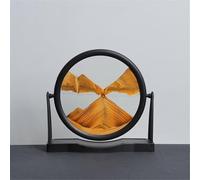 SXTYYH Art Moderne Peinture De Sable Qui Coule 3D Liquide Paysage De Sablier Decoratif Des Profondeurs Marines, Cadre Sable Mouvant Avec Support Facile à Retourner(Jaune,12in)