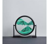 SXTYYH Art Moderne Peinture De Sable Qui Coule 3D Liquide Paysage De Sablier Decoratif Des Profondeurs Marines, Cadre Sable Mouvant Avec Support Facile à Retourner(Vert,9in)