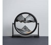 SXTYYH Art Moderne Peinture De Sable Qui Coule 3D Liquide Paysage De Sablier Decoratif Des Profondeurs Marines, Cadre Sable Mouvant Avec Support Facile à Retourner(Noir,12in)