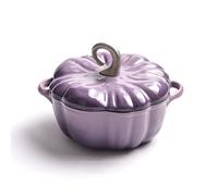SXTYYH Avec Couvercle Citrouille Marmite émaillée Intérieur Lisse Cocotte Fonte for La Cuisson, les Ragoûts, les Plats Mijotés Et La Fabrication Du Pain(Purple horn 25cm)