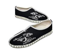 SXTYYH Chaussures Chinoises Traditionnelles Kung Fu Style Ethnique Tai Chi Chaussures D'arts Martiaux Légères Faites Main Brodées Chaussures En Tissu(Noir,41EU)