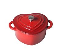 SXTYYH Cocotte Fonte Avec Couvercle En émail Forme De CœUr Intérieur Antiadhésif Mini Cocotte En Fonte for La Cuisson lente Et La Cuisson Au Four(Rouge)