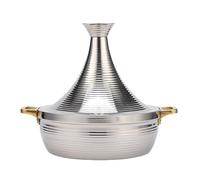 SXTYYH Trois Couches épais Pot Tajine Marocain for La Cuisson Durable Acier Inoxydable 304 Plat Tajine Avec Couvercle Conique, for La Cuisson(Silver,32cm)
