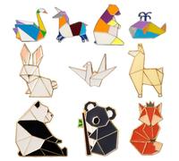 Sxutop 10 Pièces Émail Broches Alliage Mignon Épingles Animaux Broche Pin Métal Broches en Émail Géométrique Origami pour Sacs Vestes Bijoux Écharpes Vêtements pour Femmes