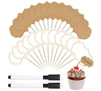 Sxutop 100 Pièces Étiquette Fromage Panneaux de Buffet Etiquette Drapeau Alimentaire Marqueur Fromage Cure-Dents Vierge Mini Ardoise pour Buffet Fête Gâteau Décoration Alimentaire(Blanc, Papier Kraft)