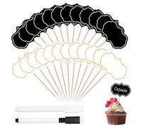 Sxutop 100 Pièces Panneau de Buffet à Fromage Étiquettes de Buffet Étiquettes Alimentaires Cure-Dents Vierge Etiquette Ardoise Mini Tableau pour Gâteau, Fête, Décoration Alimentaire (Noir, Blanc)