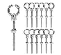 Sxutop 12 Pièces Boulons à œil M6 Anneau de Levage Filetage Mâle Vis à œil en Acier Inoxydable 304 Piton à Oeil Inox pour Fixation et Suspension,avec Écrous de Verrouillage/Rondelles Plates(M6 X 60mm)